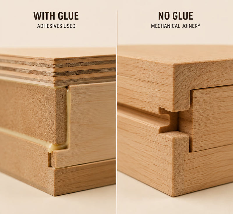 Solid hemlock joinery, no glue