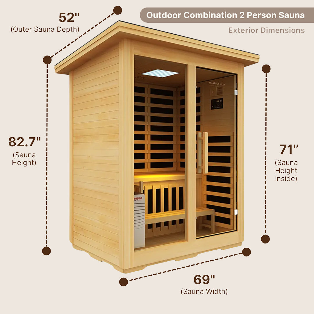 2-Person Outdoor Combination Sauna dimensions