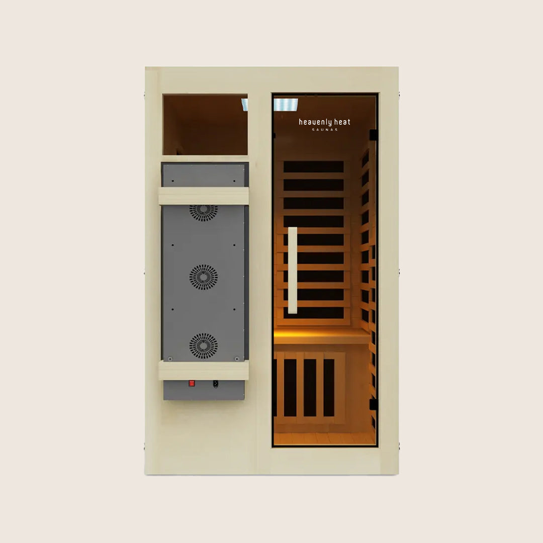 Heavenly Heat 2 Person Red Light Infrared Sauna with integrated red light panel