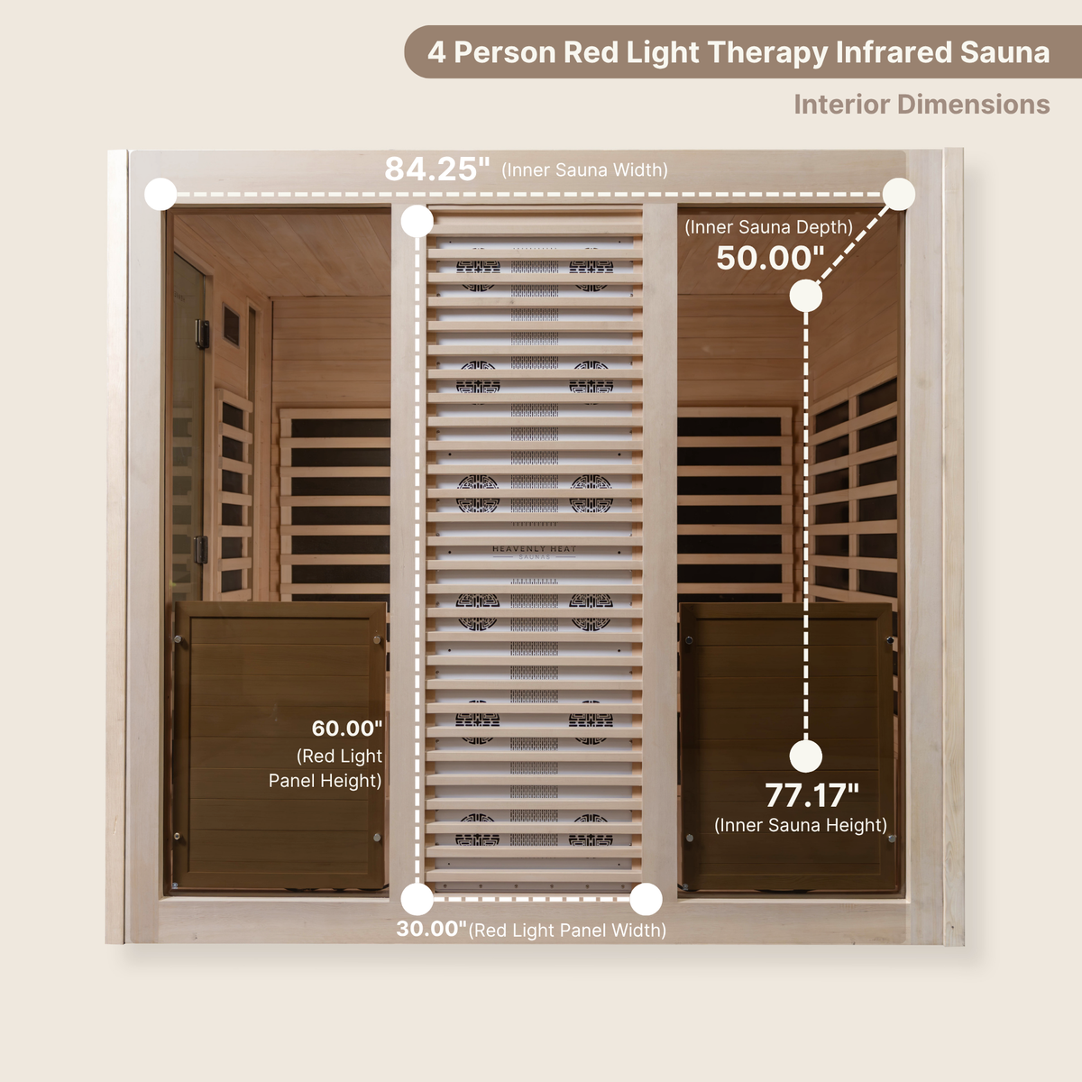 4-Person Red Light & Infrared Sauna dimensions
